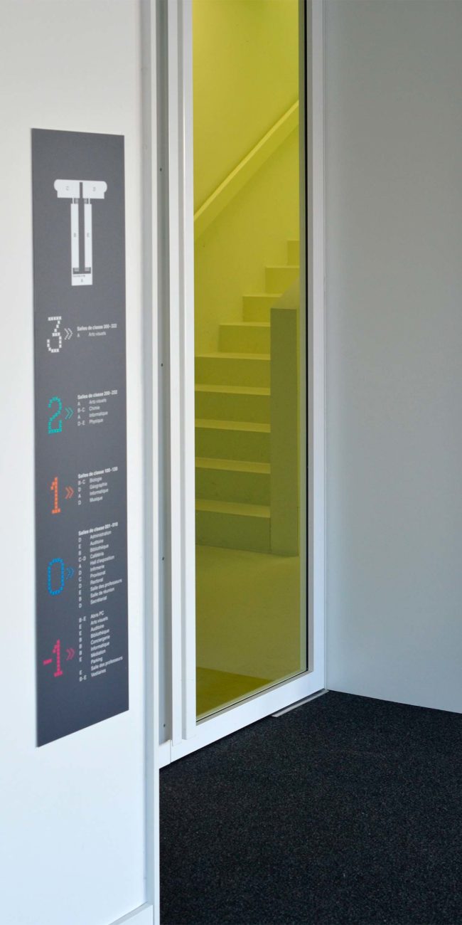 Signalétique du collège du Sud, graphic design, en collaboration avec le Studio Dyptique